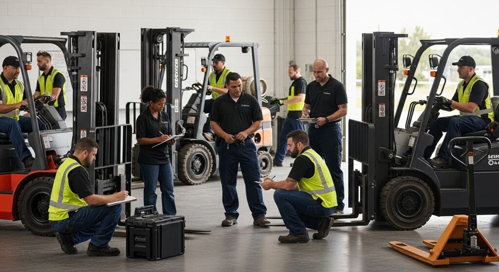 forklift certification training, diverse forklift types, hands-on safety training