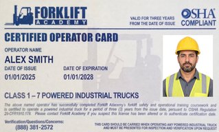 Example printed operator card with photo