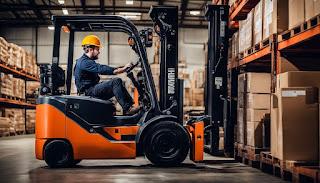 A forklift operator performing routine maintenance in a warehouse.
