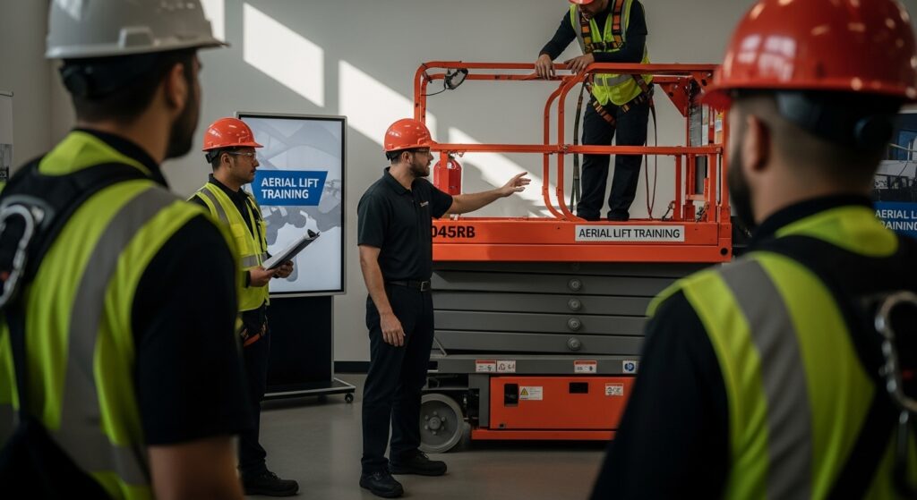 aerial lift training, safety class, workplace