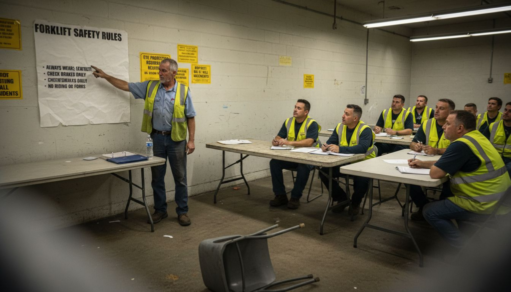 Forklift safety training class in session