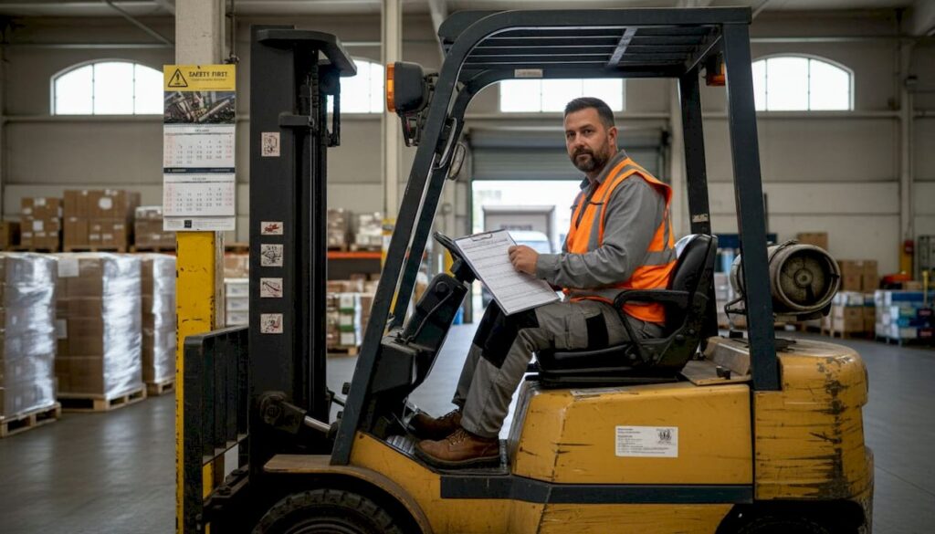 Forklift operator training checklist in warehouse