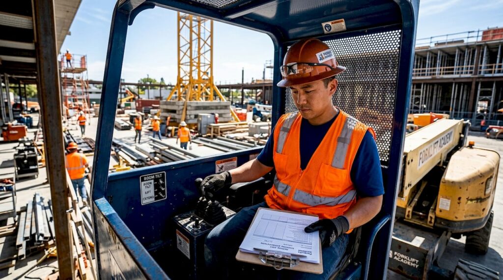Lift operator verifying training documents