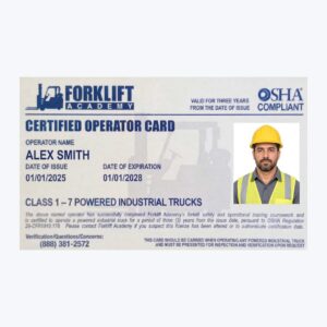 Example printed operator card with photo ID