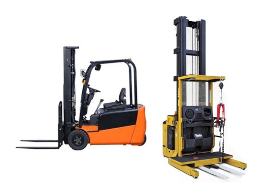 orange and yellow forklifts