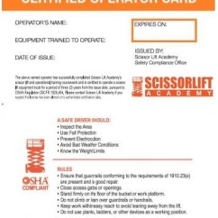 Scissor Lift Training Cards